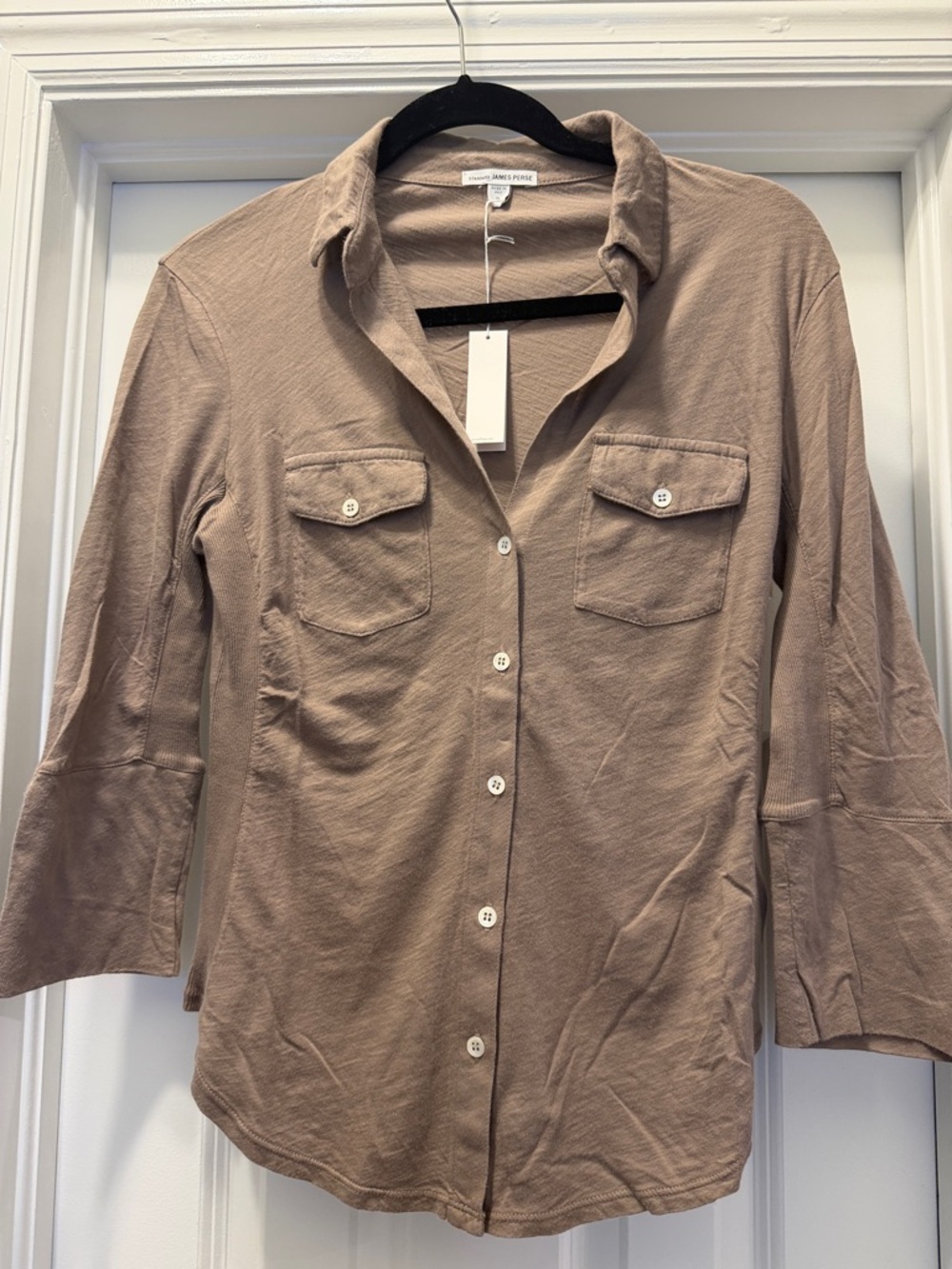James Perse Beige Button-Down Shirt NWT